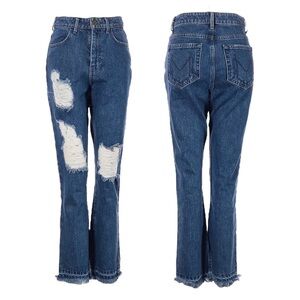 Show Me Your Mumu Brooklyn High Waist Distressed Sapphire Blue Jeans Size 26